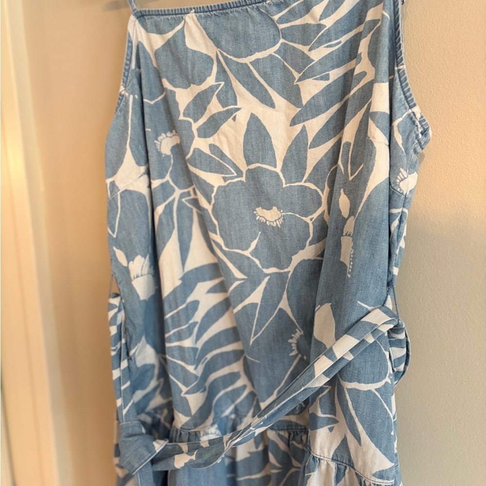 GAP Apronneck Floral Denim Midi Dress medium - Picture 4 of 6